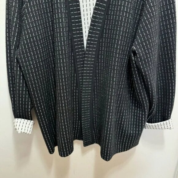 Eileen Fisher Black White Strip Silk Organic Cotton Open Front Cardigan Size 3X - Picture 6 of 12